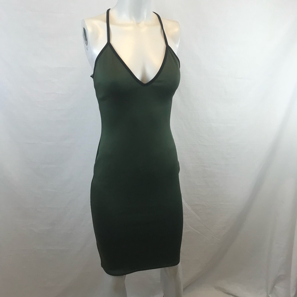 Army Green and Black Lace Bodycon Dress